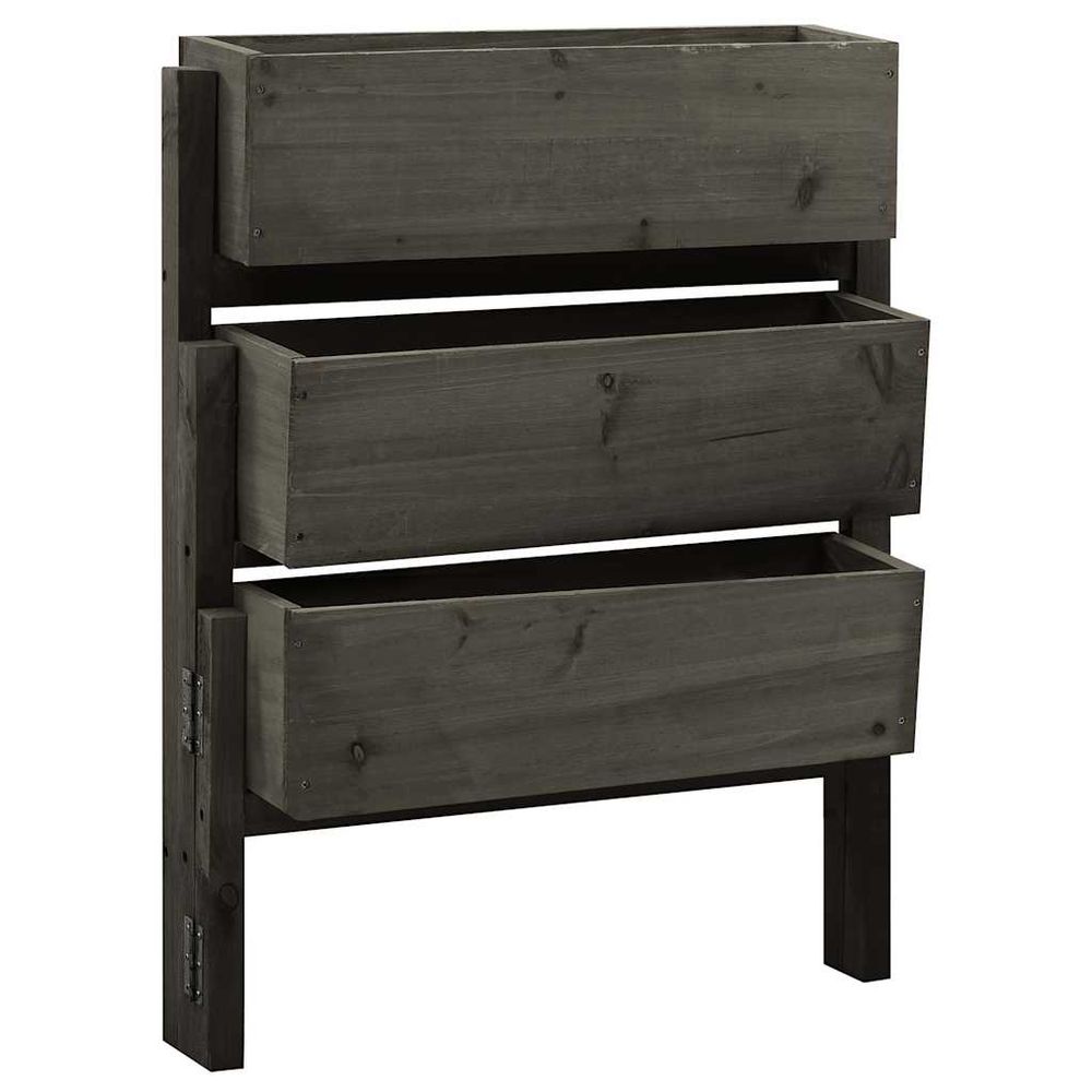 Jardinière pliable bois de sapin pour balcon jardin 3 bacs gris 60x75 cm