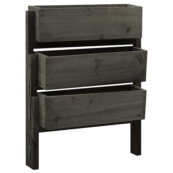 Jardinière pliable bois de sapin pour balcon jardin 3 bacs gris 60x75 cm