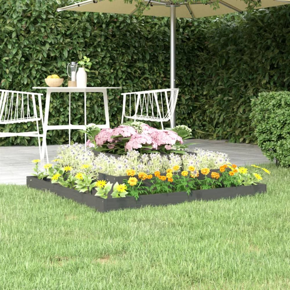 Grand carré potager 3 niveaux bois de pin jardin gris 110x110cm