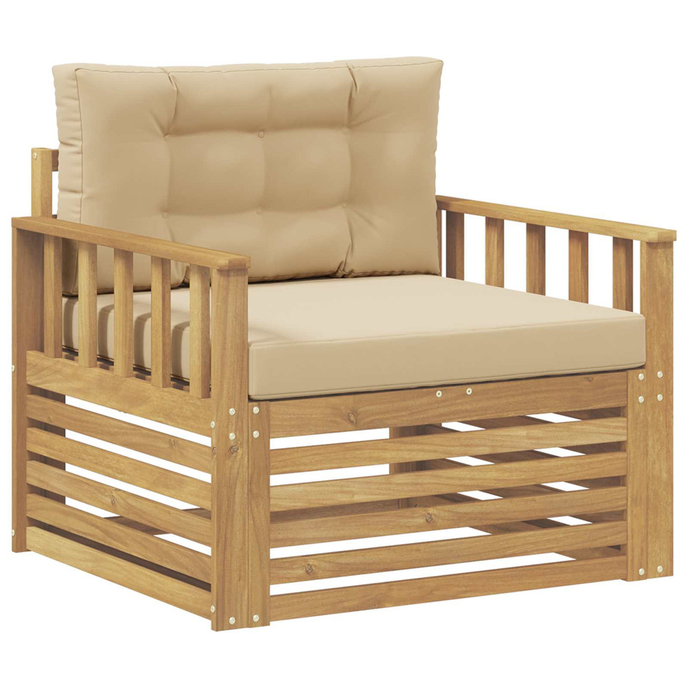 Canapé d’extérieur polyester blanc et beige