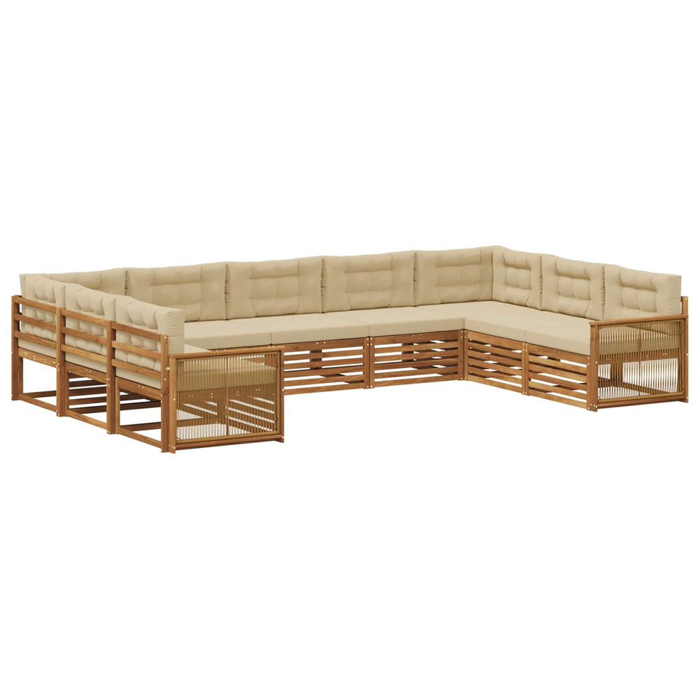 Ensemble de canapés d'extérieur 9 pcs naturel et beige