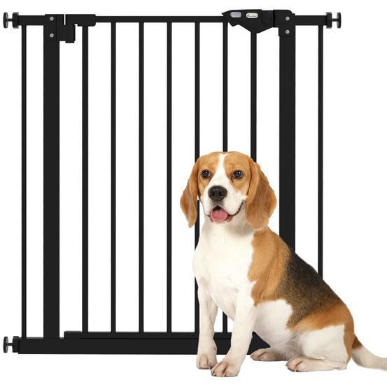 Barrière pour chien métal plastique noire 74-80 cm porte escalier fermeture automatique