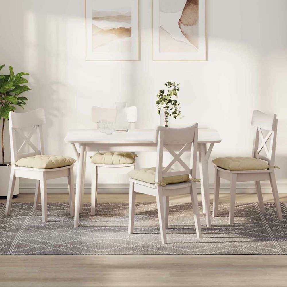 Coussins de siège 4 pcs crème 40 x 40 x 6 cm tissu