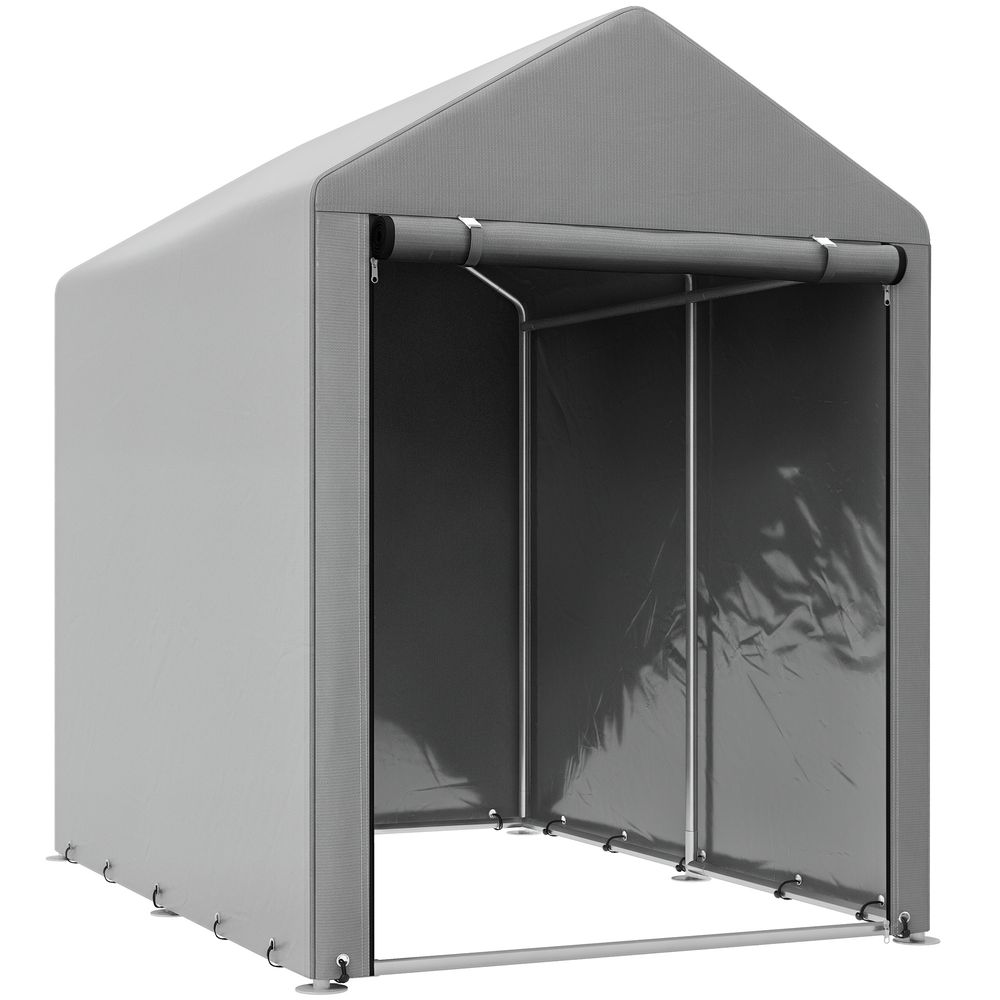Tente de stockage métal pe abri deux vélos extérieur compact porte zippée gris clair - comfortxl outdoor living