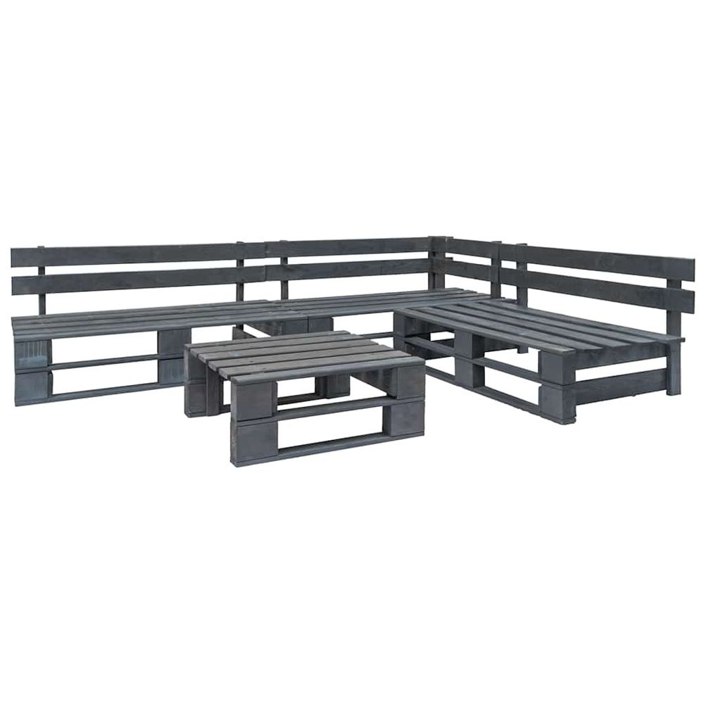 Salon de jardin palette 4 pcs bois gris