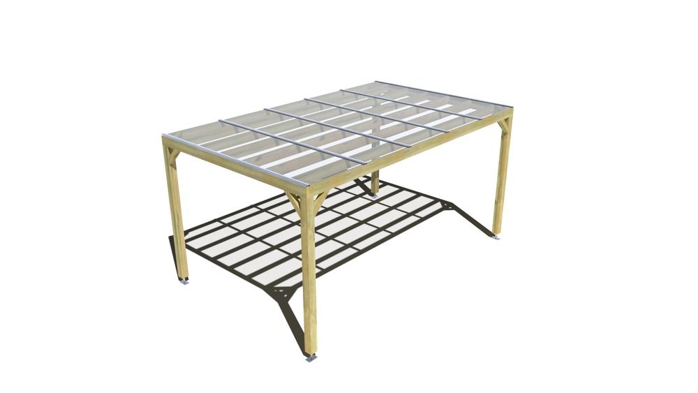 Pergola bois • 5m x 3m • indépendante • sens largeur • couverture étanche transparente incluse • livraison comprise