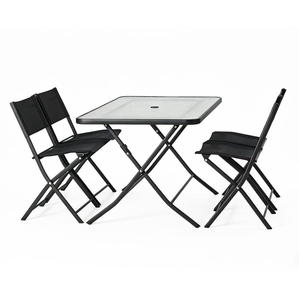 Ensemble table de jardin 130 cm et 4 chaises pliantes mahon