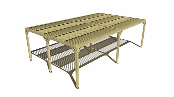 Pergola bois • 8m x 5m • indépendante • sens largeur • lames orientables bioclimatiques incluses • livraison comprise