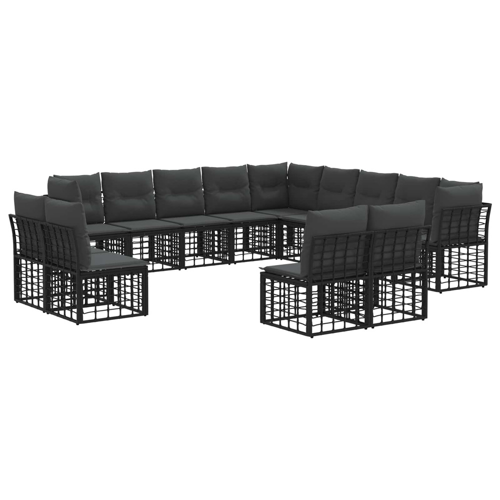 Ensemble de canapés d'extérieur noir et gris foncé polyester
