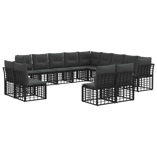 Ensemble de canapés d'extérieur noir et gris foncé polyester