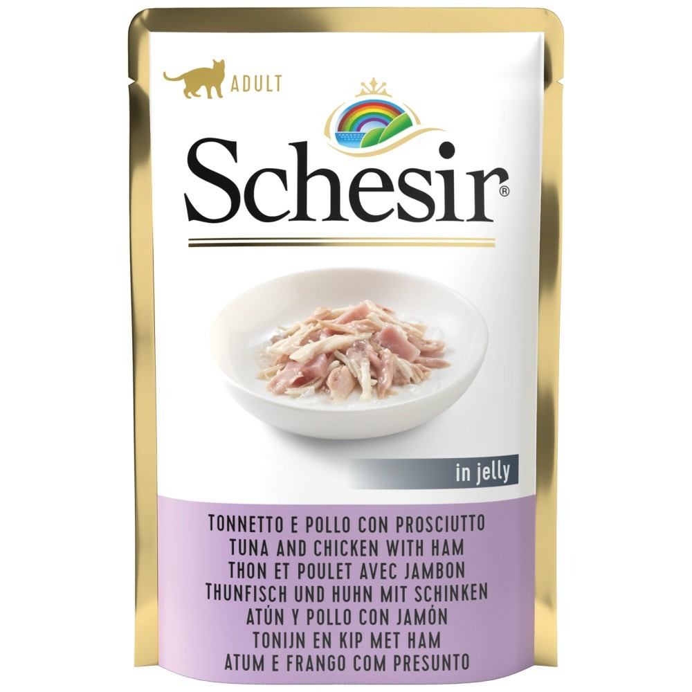 Pâtée en gelée thon/poulet/jambon (sachet 85g) - schesir 85 g