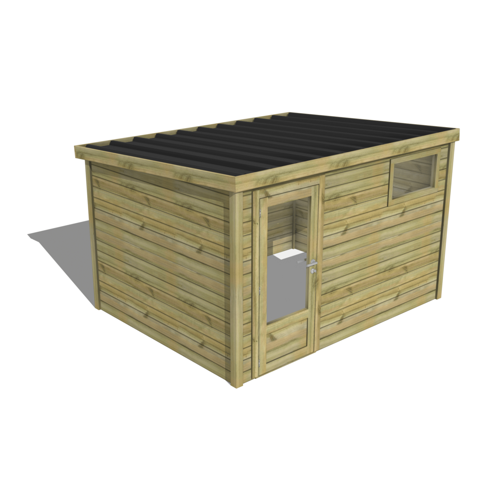 Abri de jardin bois pin traité autoclave 27mm - essentiel - 3,44x2,64m / 9m2 - bac acier - abri français