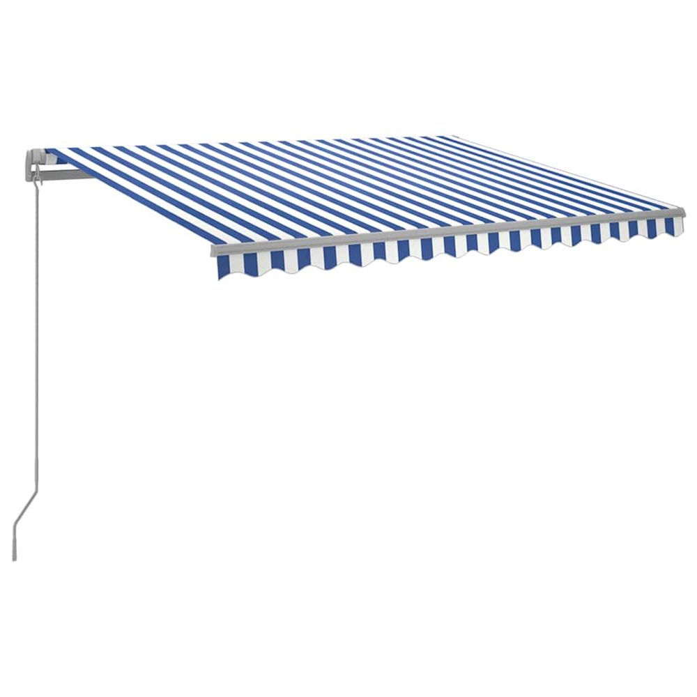 Auvent manuel rétractable avec led 300x250 cm bleu et blanc