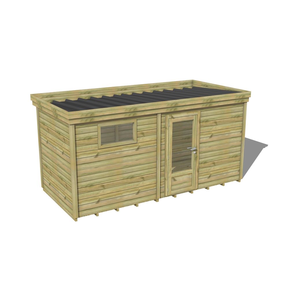 Abri de jardin bois pin traité autoclave 27mm - 4,195x2,14m / 9m2 - bac acier - plancher bois