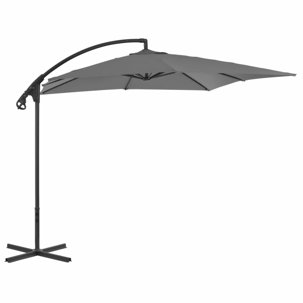 Parasol de jardin en porte-à-faux avec mât en acier anthracite