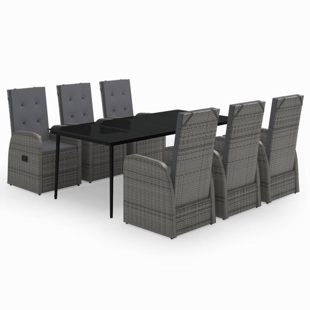Ensemble à manger de jardin avec coussins 7 pcs gris