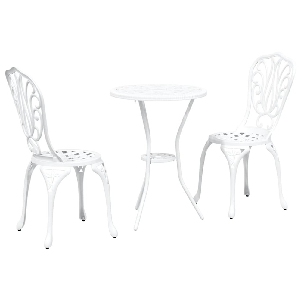 Ensemble bistro de jardin 3 pcs blanc aluminium