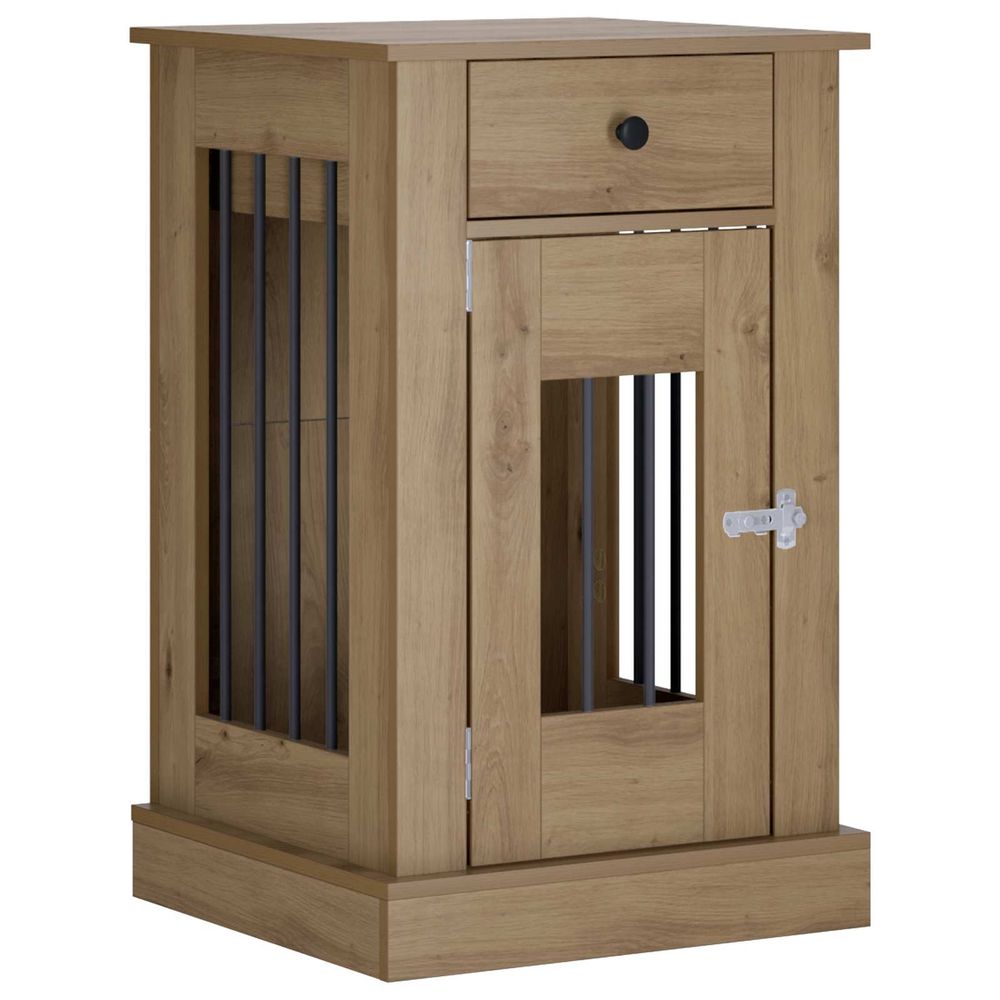 Meuble de cage pour chien chêne artisanal 50 x 47,5 x 80 cm