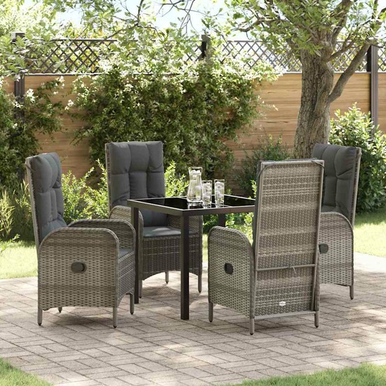 Ensemble de salle à manger pour jardin 5 pcs gris polyrotin