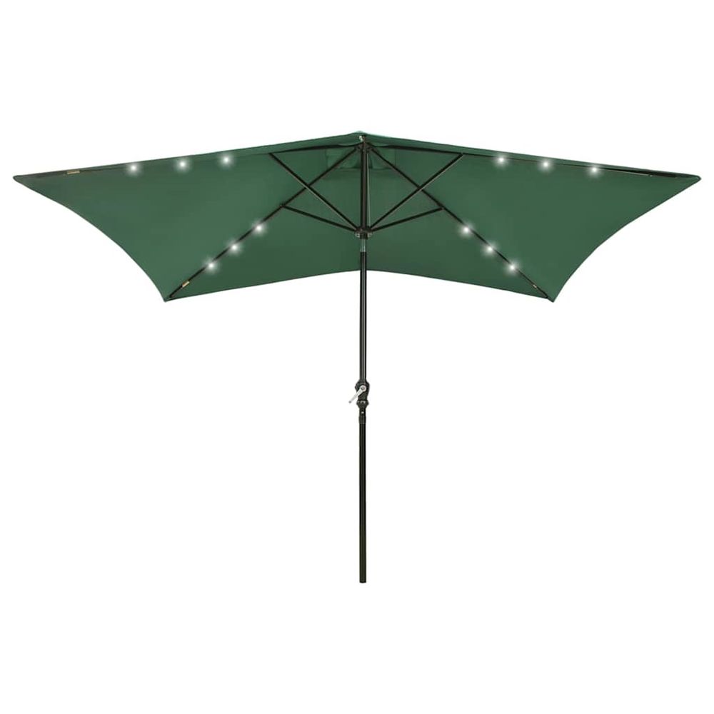 Parasol de jardin avec led et mât en acier vert 2x3 m