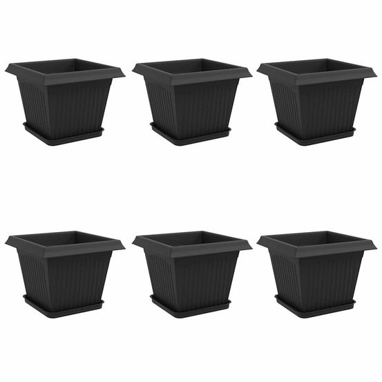 Pots de plantes 6 pc noir plastique