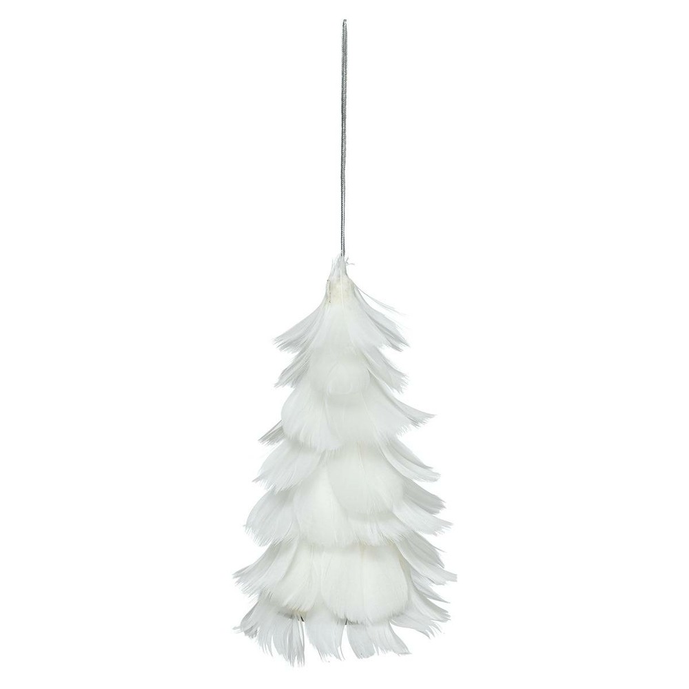 Décoration de sapin plumes blanc 15cm