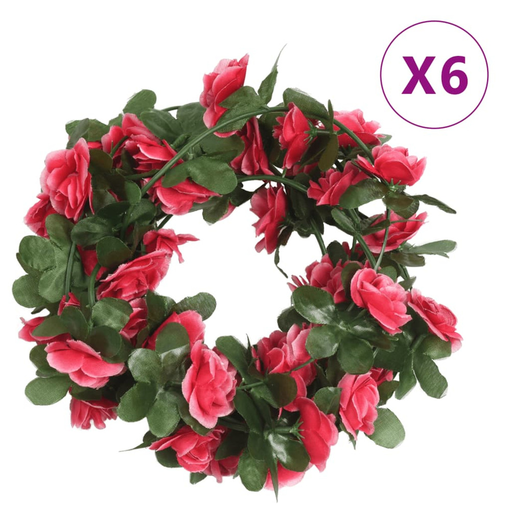 Guirlandes de fleurs de noël 6 pcs rouge rosé 250 cm