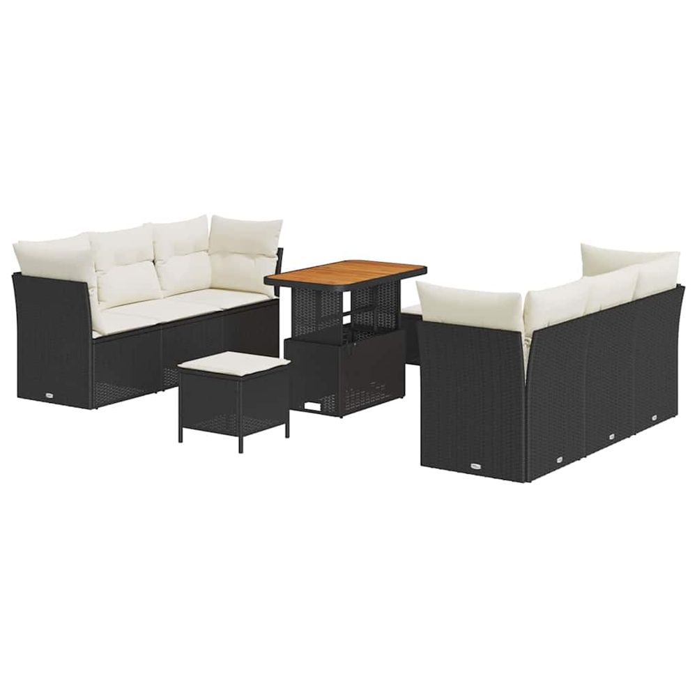 Ensemble de canapé de jardin 9 pc noir polyrotin