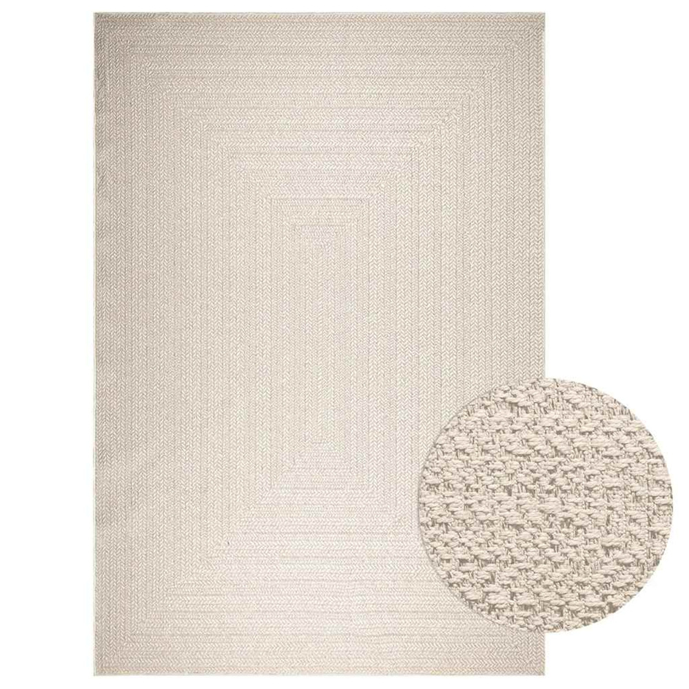 Tapis zizur crème 240x340 cm aspect de jute intérieur extérieur