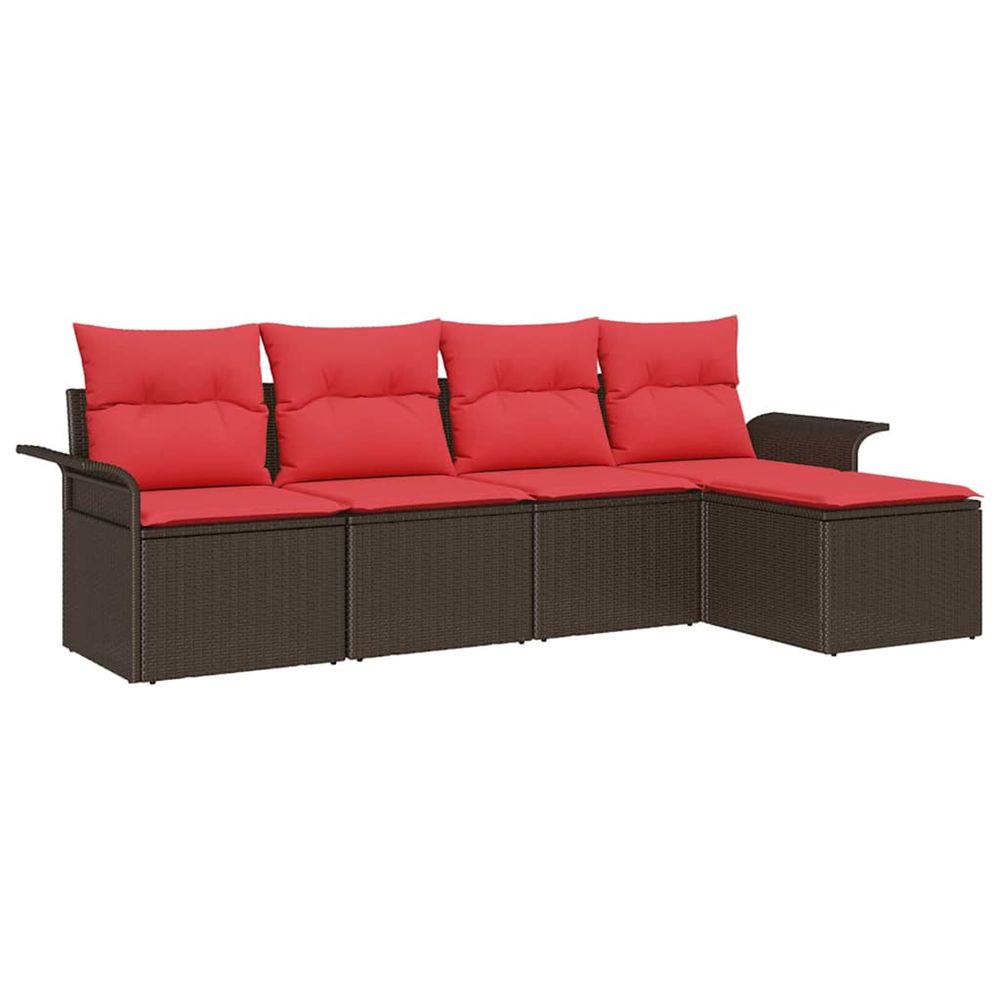 Ensemble de canapé de jardin 5 pc marron polyrotin