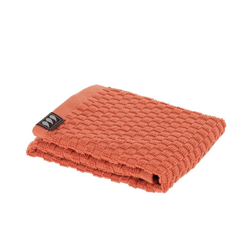 Serviette invitee 30x50 cm 100% coton damier - terre de sienne