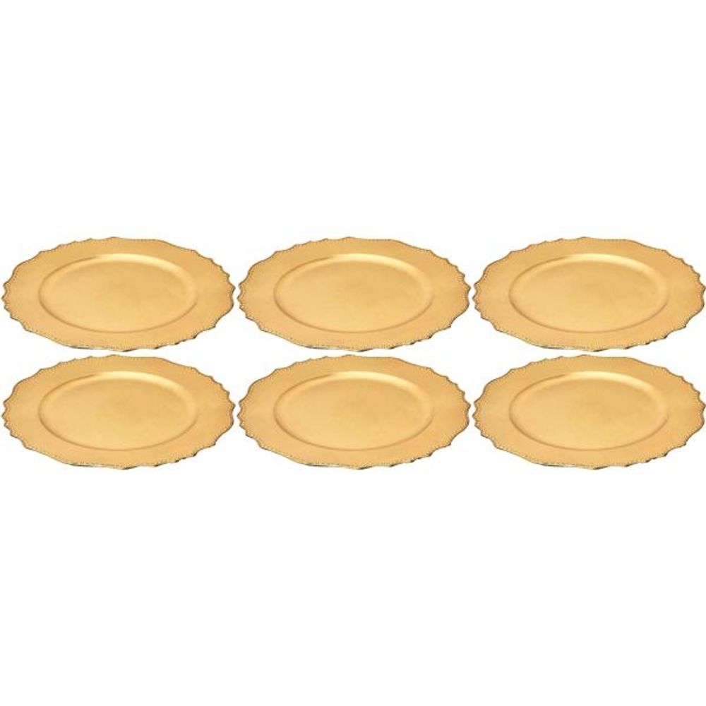 Dessous d'assiette en plastique doré royal (lot de 6)