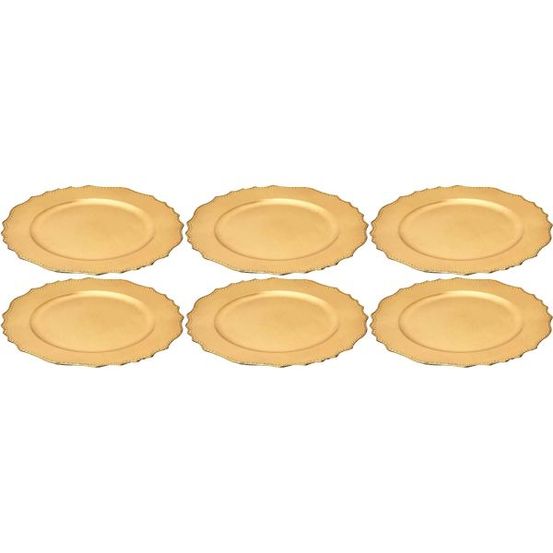 Dessous d'assiette en plastique doré royal (lot de 6)