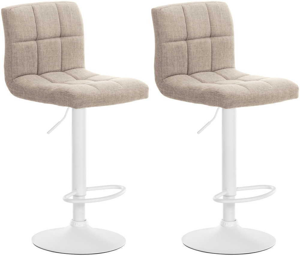 Lot de 2 tabourets de bar calma tissu blanc