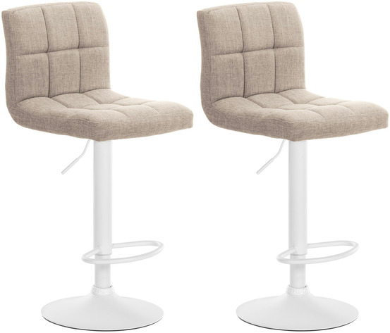 Lot de 2 tabourets de bar calma tissu blanc