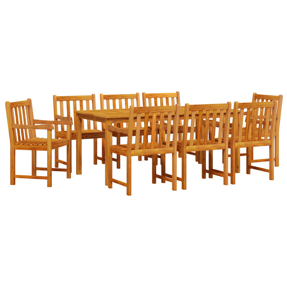Set de jardin 9 pièces en bois d'acacia massif