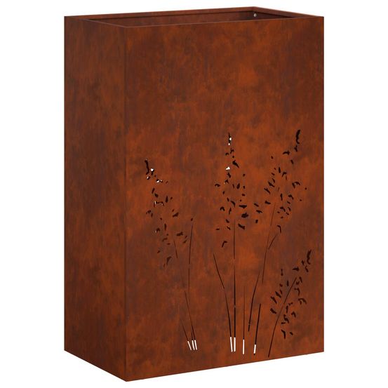 Cache-pot de jardin rouillé 50 x 30 x 75 cm acier patiné