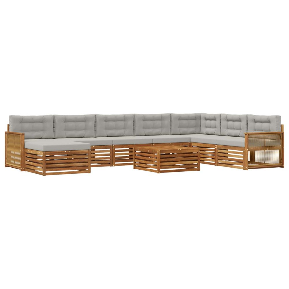 Ensemble de canapés d'extérieur 9 pc naturel et gris clair