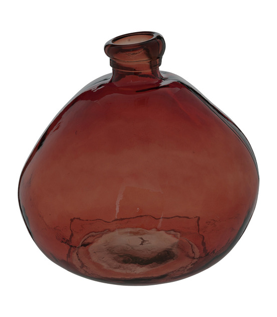 Vase rond en verre recyclé rouge ambre h 33 cm