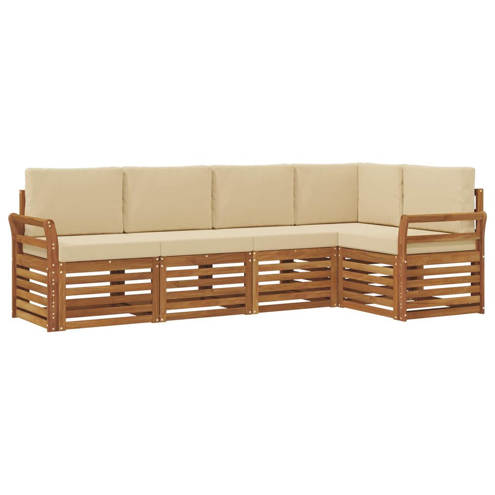 Ensemble de canapés d'extérieur 5 pc naturel et beige polyester