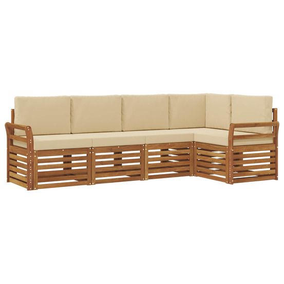 Ensemble de canapés d'extérieur 5 pc naturel et beige polyester