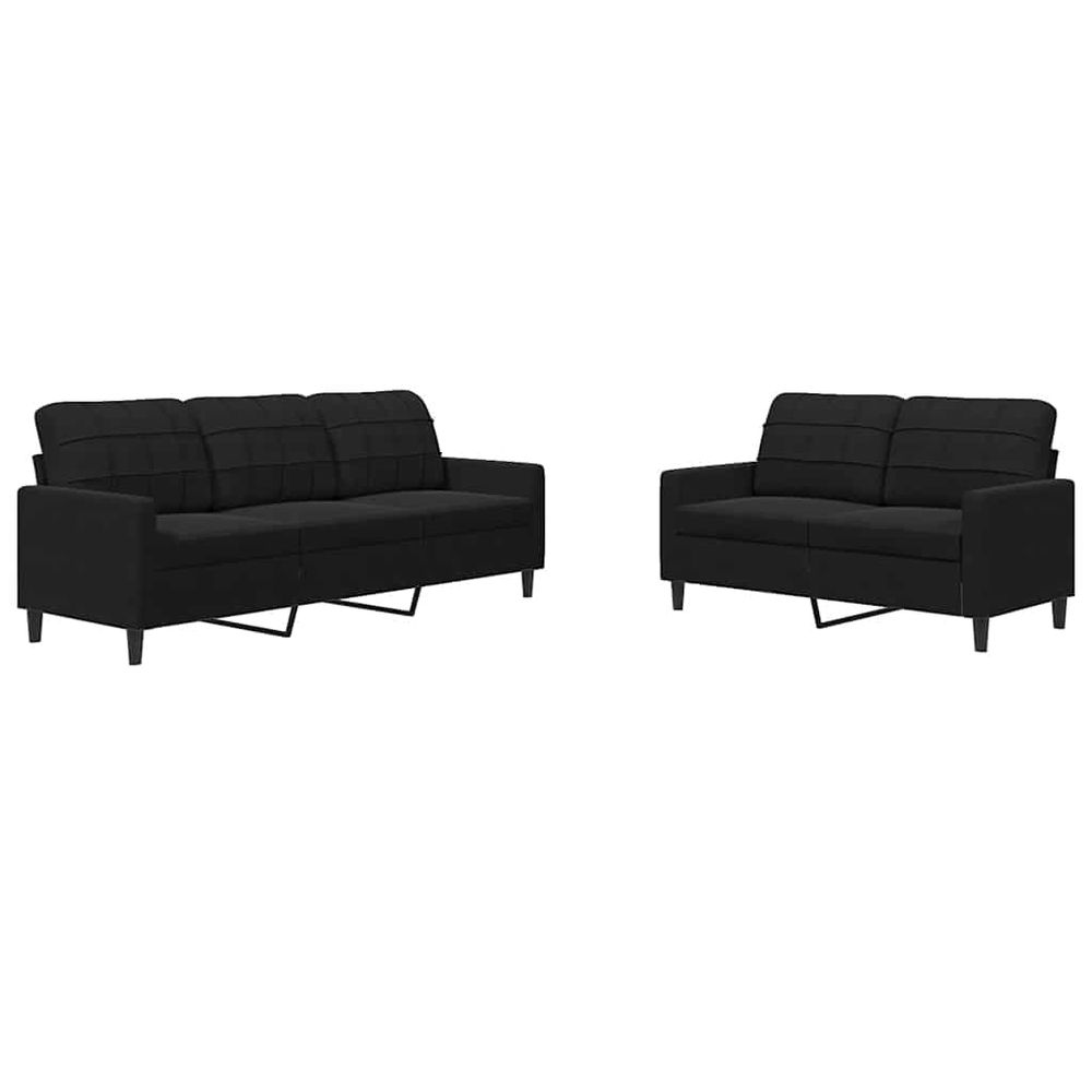 Ensemble de canapés 2 pcs avec coussins noir velours