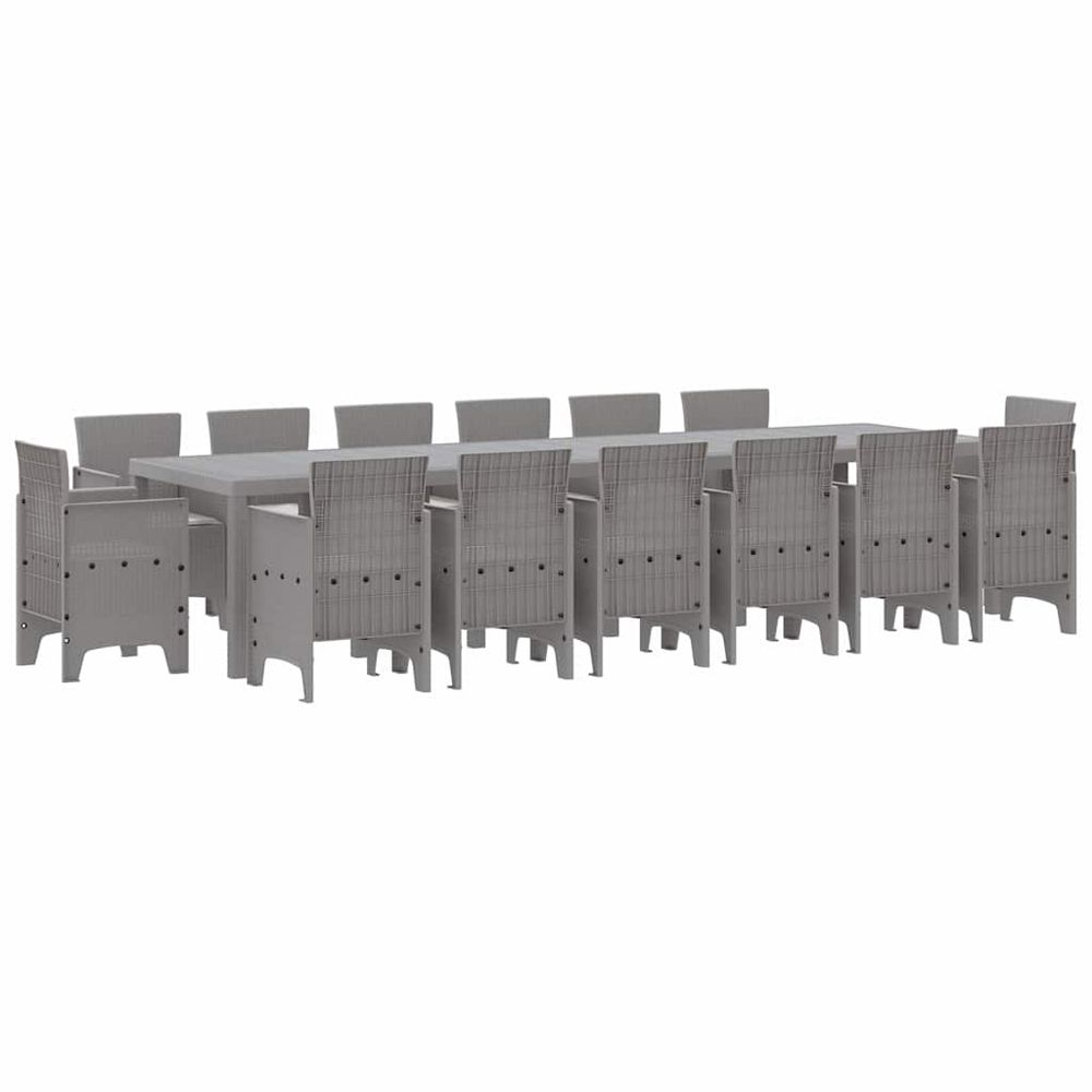 Ensemble de salle à manger pour jardin 15 pc gris clair