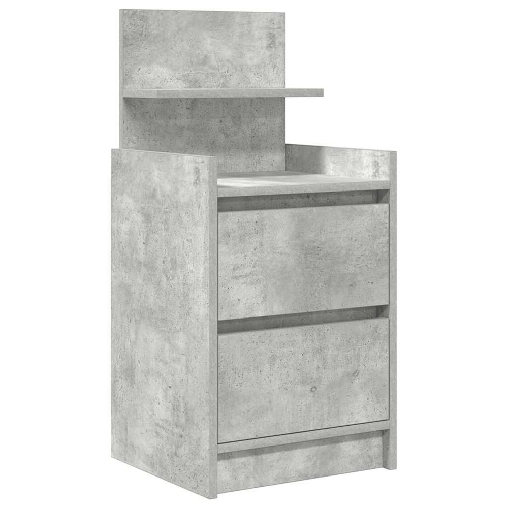 Table de chevet avec 2 tiroirs gris béton 38x34x80 cm