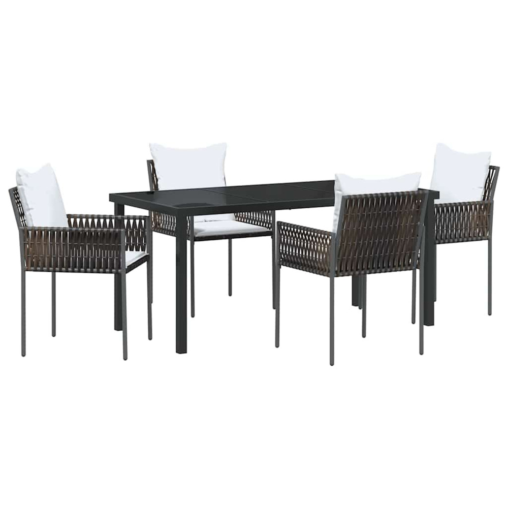 Ensemble de salle à manger pour jardin 5 pcs marron et noir