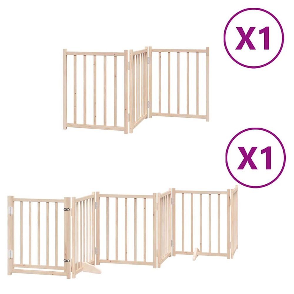 Barrière pour chiens avec porte pliable 9panneaux bois peuplier