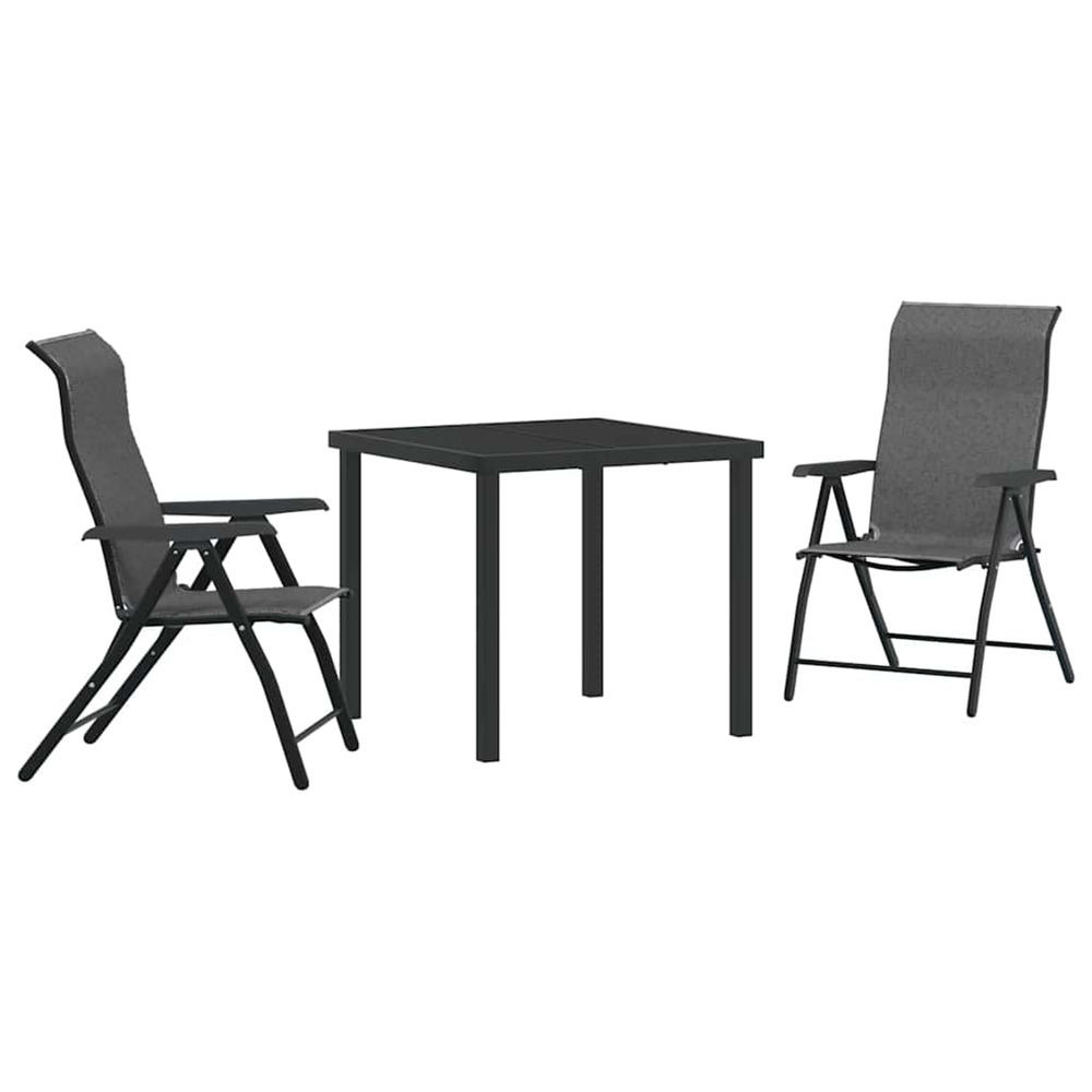 Ensemble de salle à manger pour jardin 3 pcs gris
