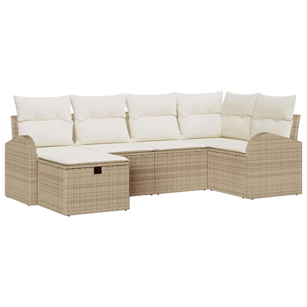 Ensemble de canapé de jardin 6 pcs beige poly rotin