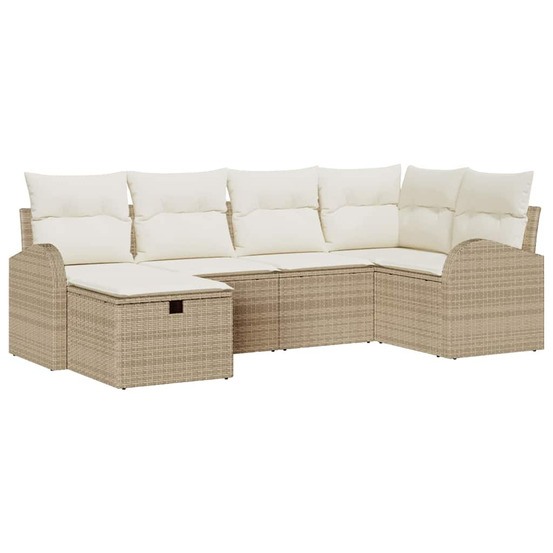Ensemble de canapé de jardin 6 pcs beige poly rotin