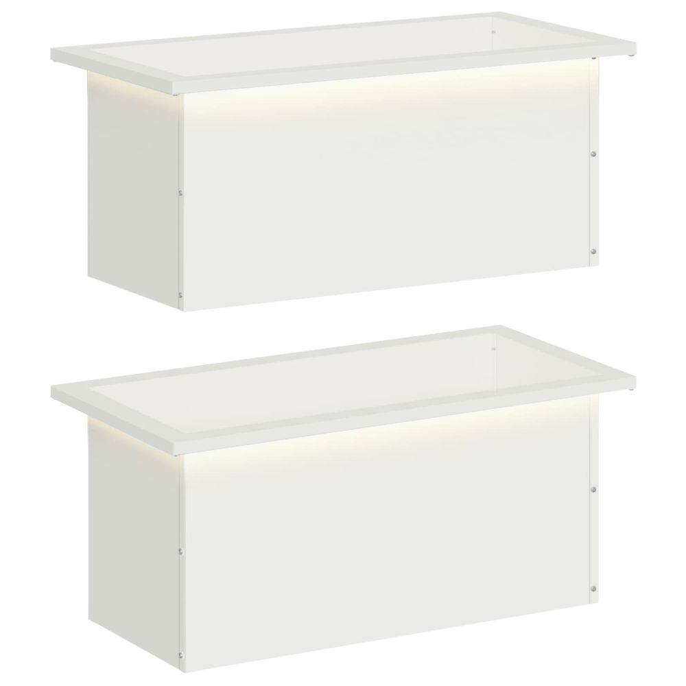 Jardinière d'extérieur de jardin avec led 2 pc blanc 30 x 60 x 30 cm acier